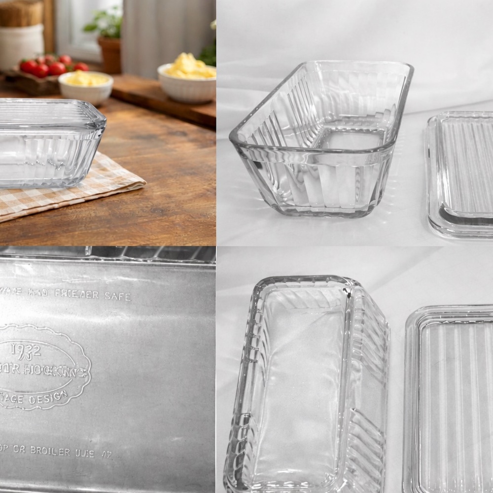 Anchor Hocking 1932 Vintage Design Glass 8 3/4" x 4 1/2" Refrigerator Dish - Picture 2 of 4